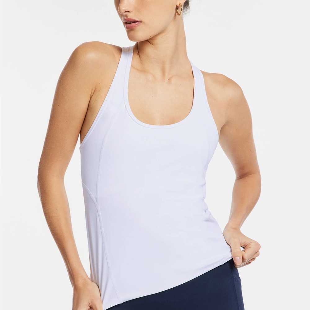 BANDIER Small White Scoop Neck Center Stage Tank Brand New With Tags!
